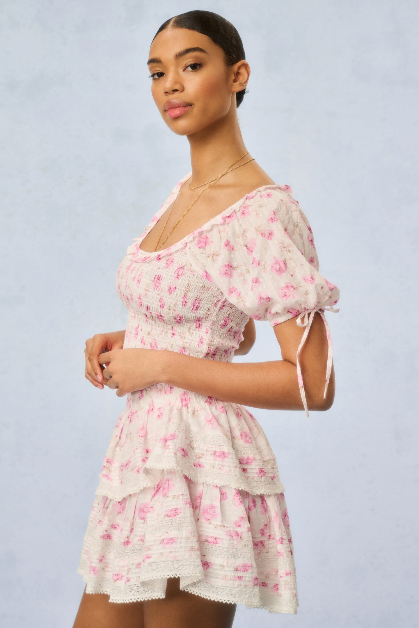 Ruffle Mini Heirloom Print Skirt