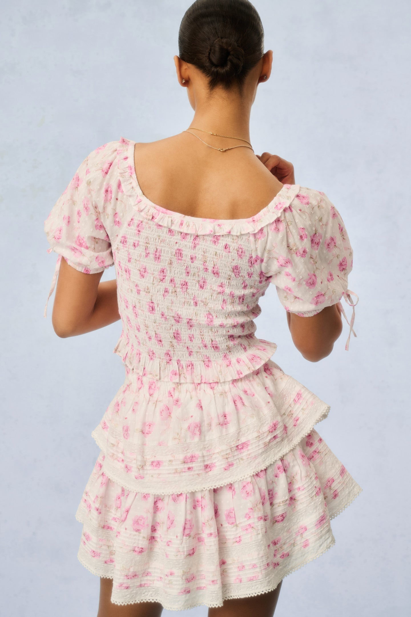 Ruffle Mini Heirloom Print Skirt