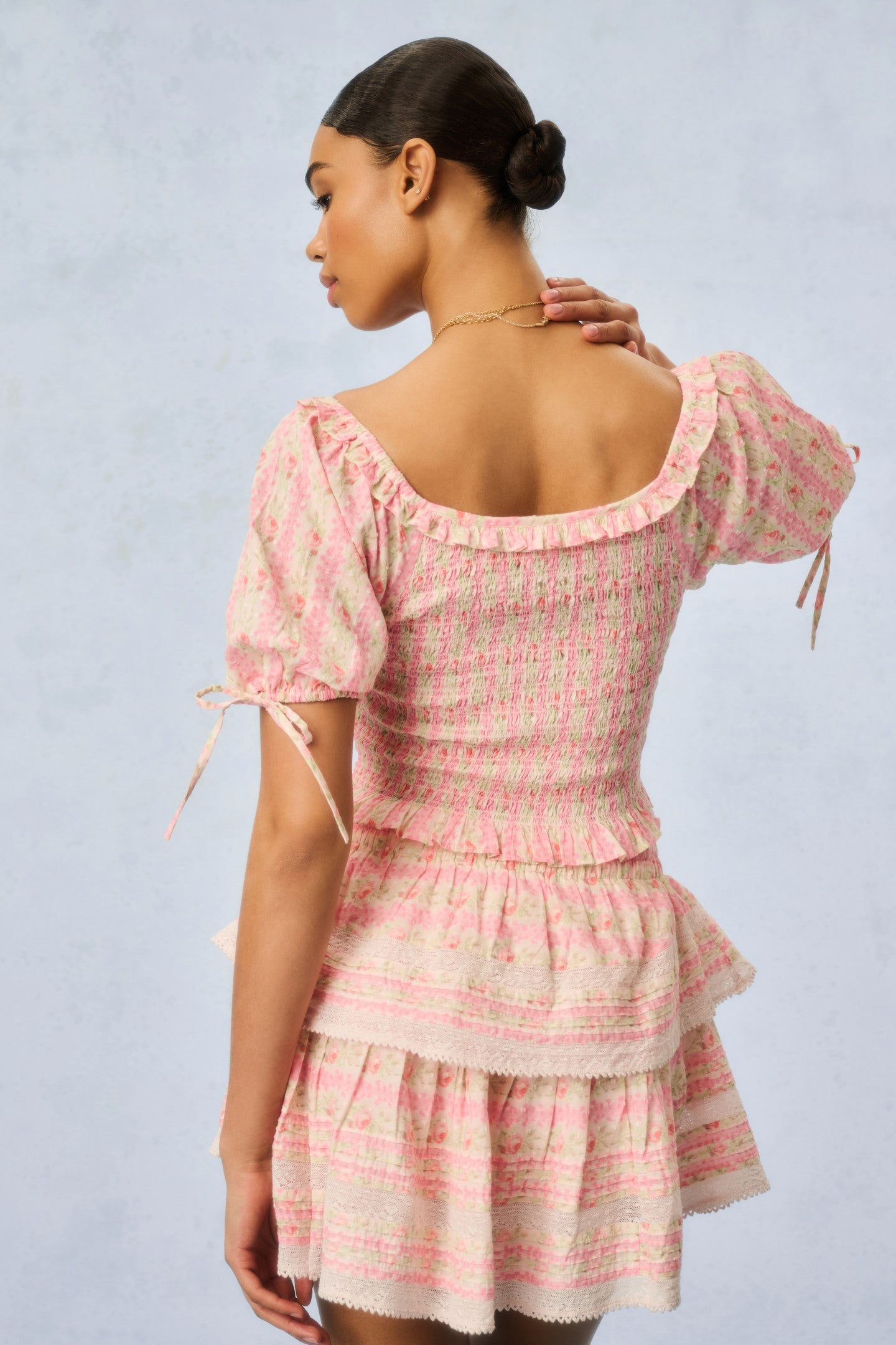 Ruffle Mini Heirloom Print Skirt
