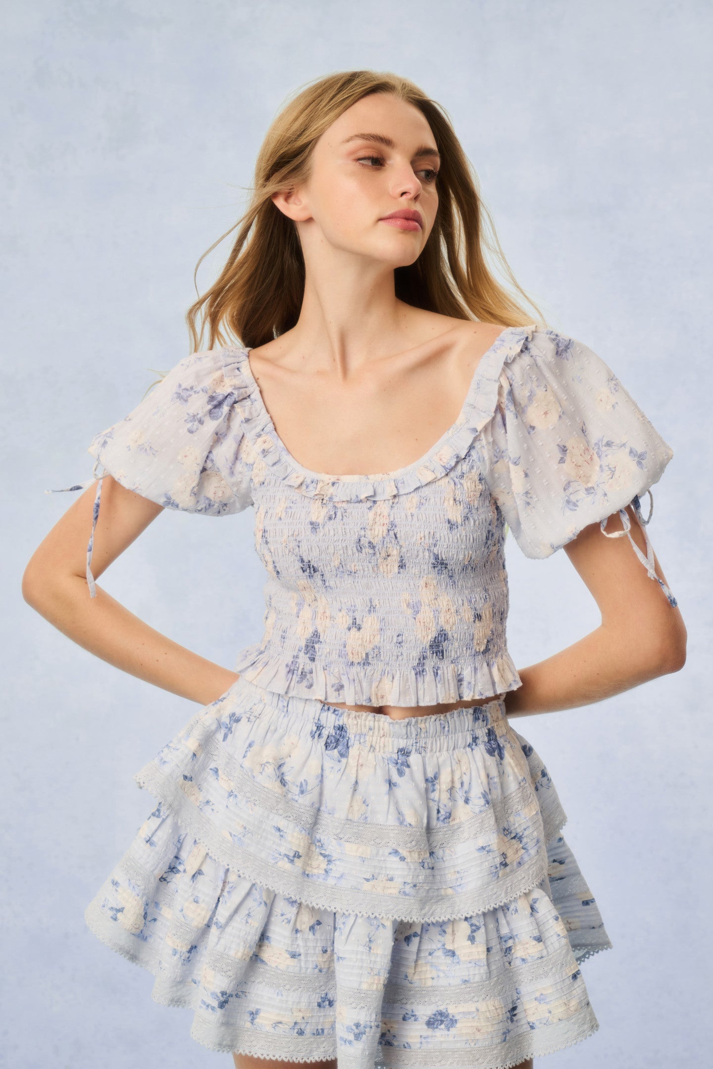 Ruffle Mini Heirloom Print Skirt