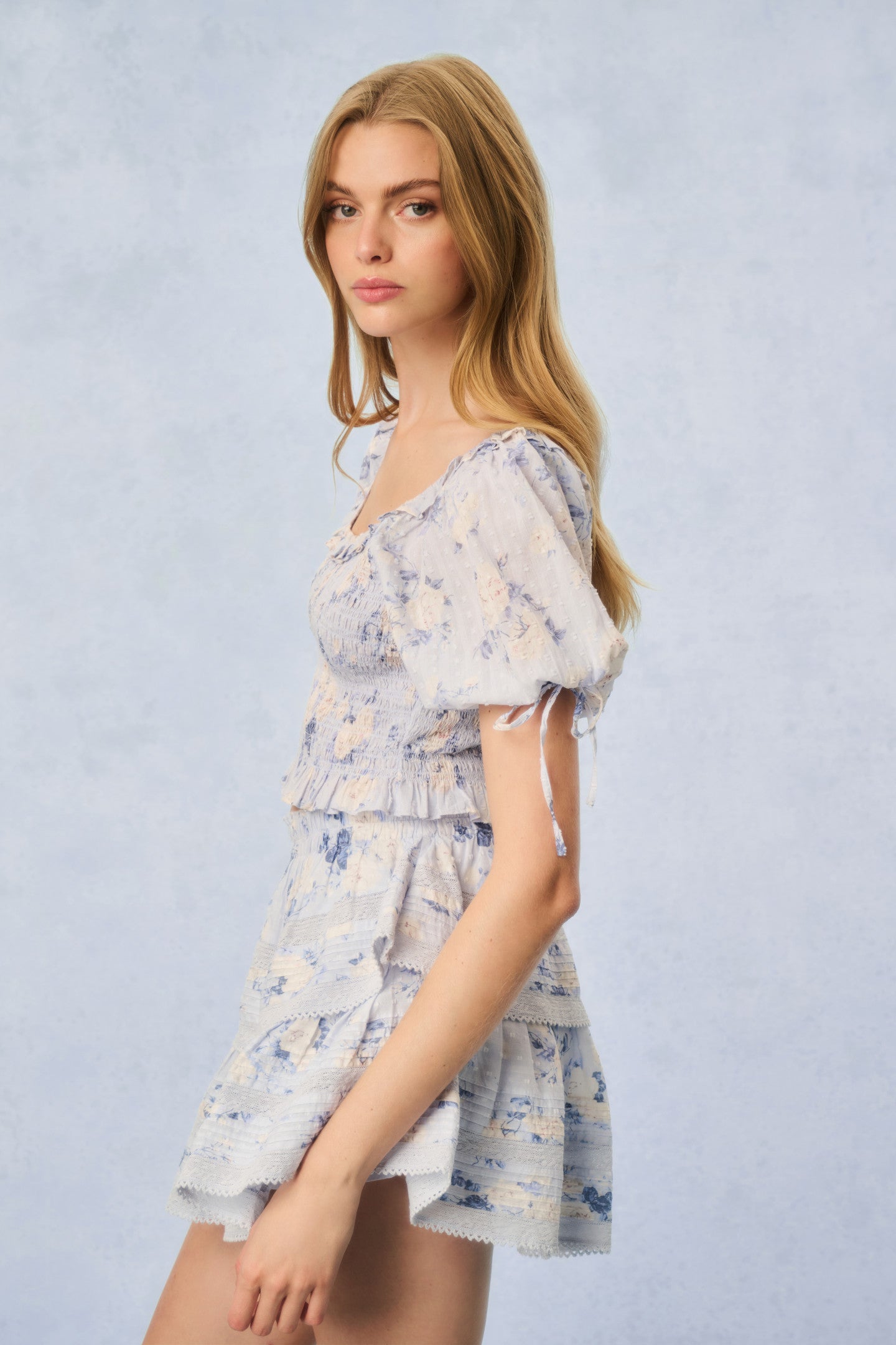 Ruffle Mini Heirloom Print Skirt