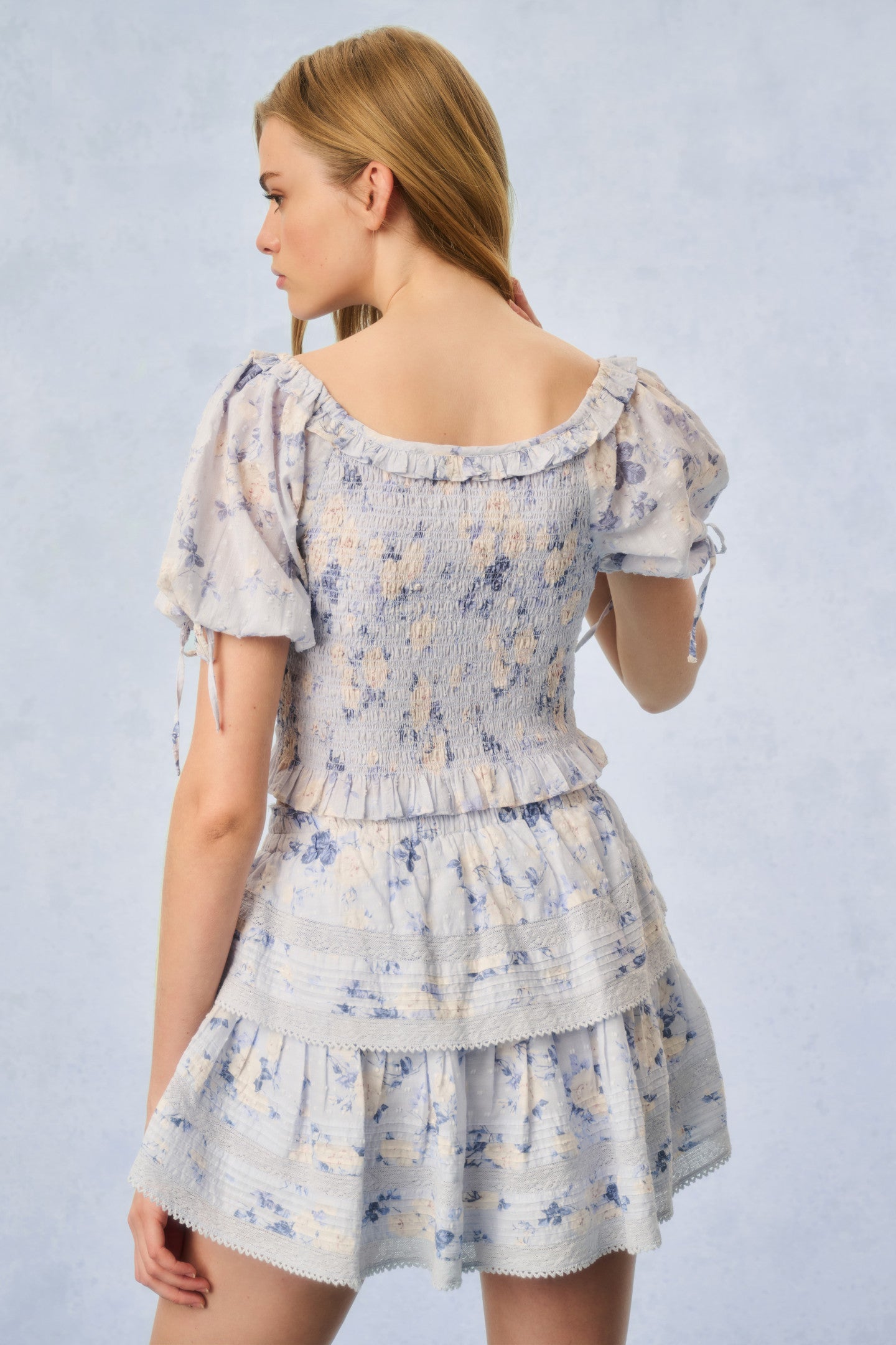 Ruffle Mini Heirloom Print Skirt