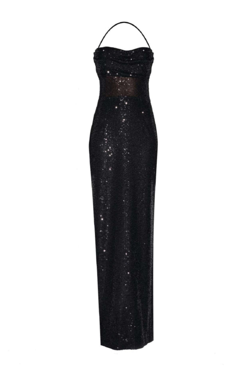 SEQUIN MAXI DRESS IN BLACK