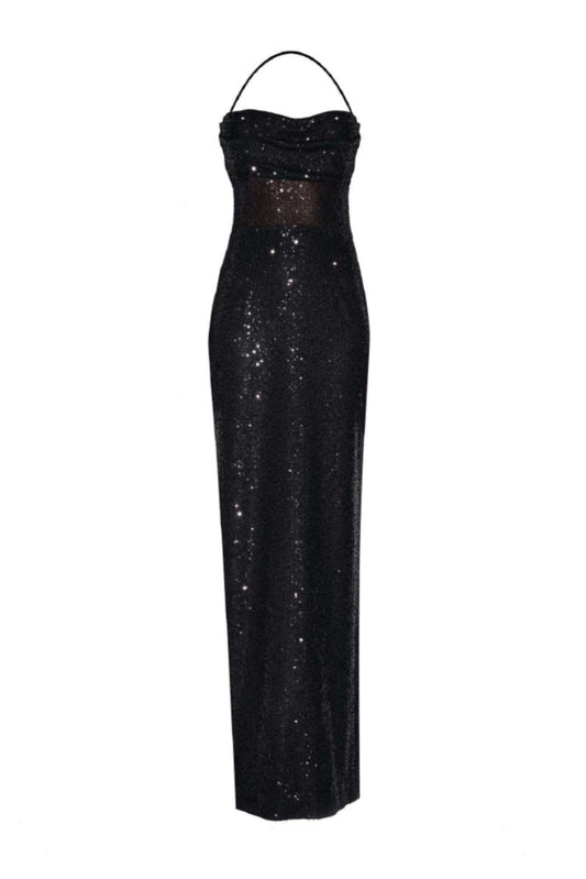 SEQUIN MAXI DRESS IN BLACK