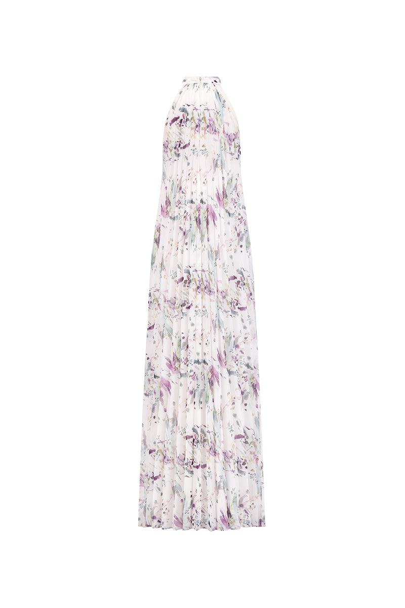HALTERNECK CUT-OUT MAXI DRESS IN MULTI