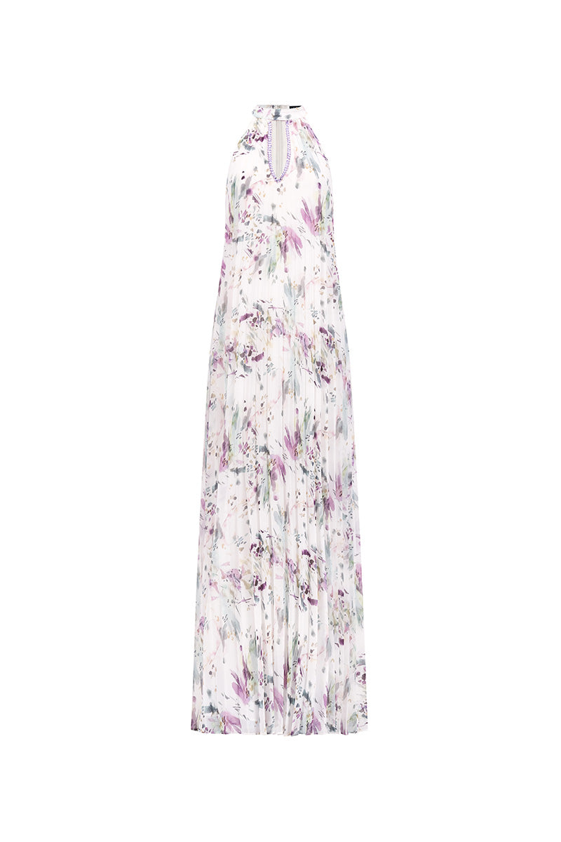 HALTERNECK CUT-OUT MAXI DRESS IN MULTI