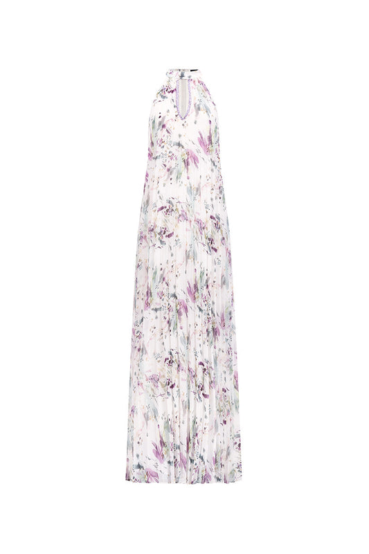 HALTERNECK CUT-OUT MAXI DRESS IN MULTI