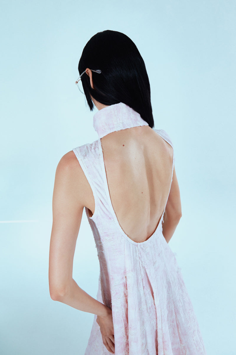 PINK GODET MIDI DRESS