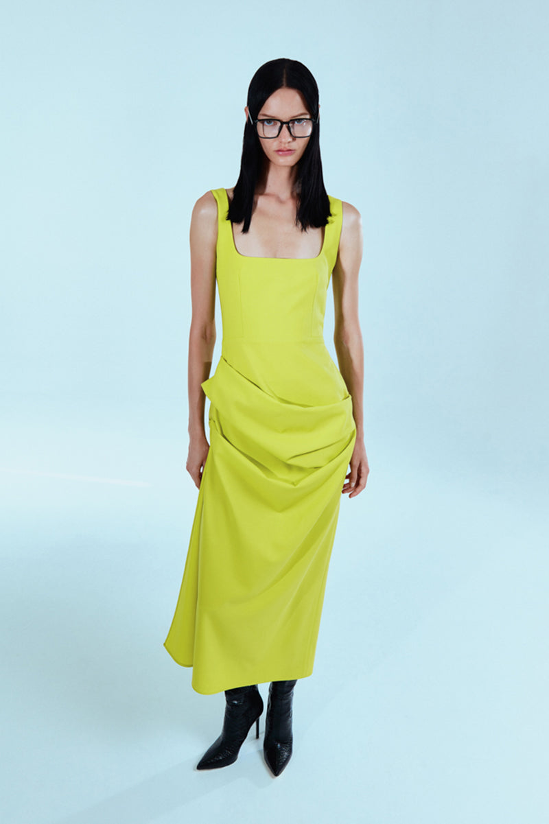 SHEATH GREEN MIDI DRESS