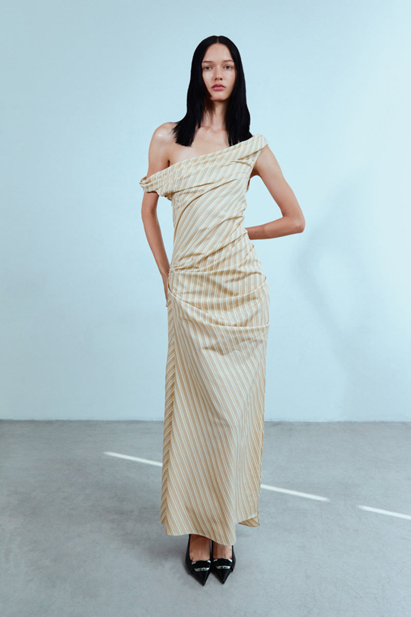 YELLOW DRAPING MAXI DRESS