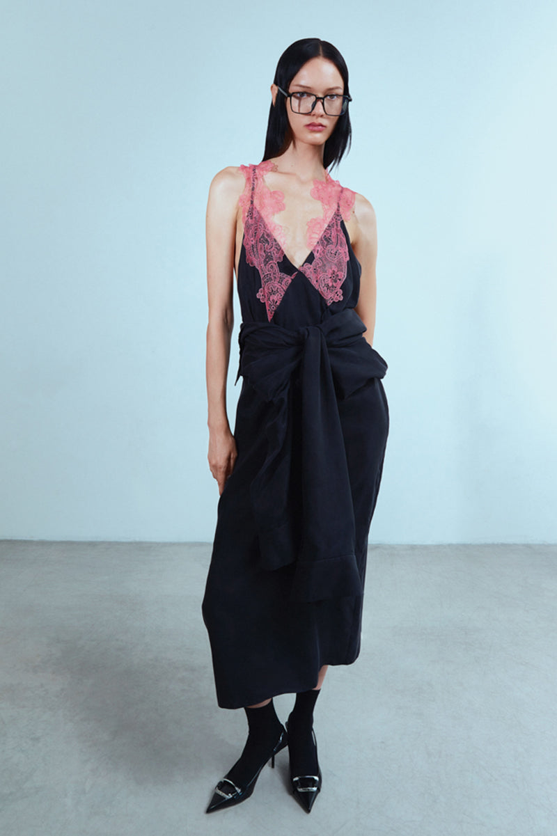 BLACK MIDI SHIRT DRESS