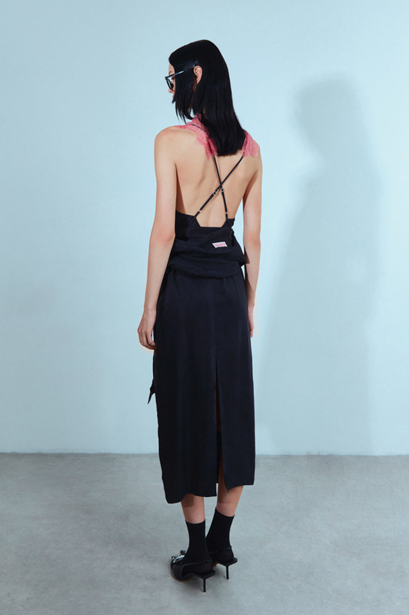 BLACK MIDI SHIRT DRESS