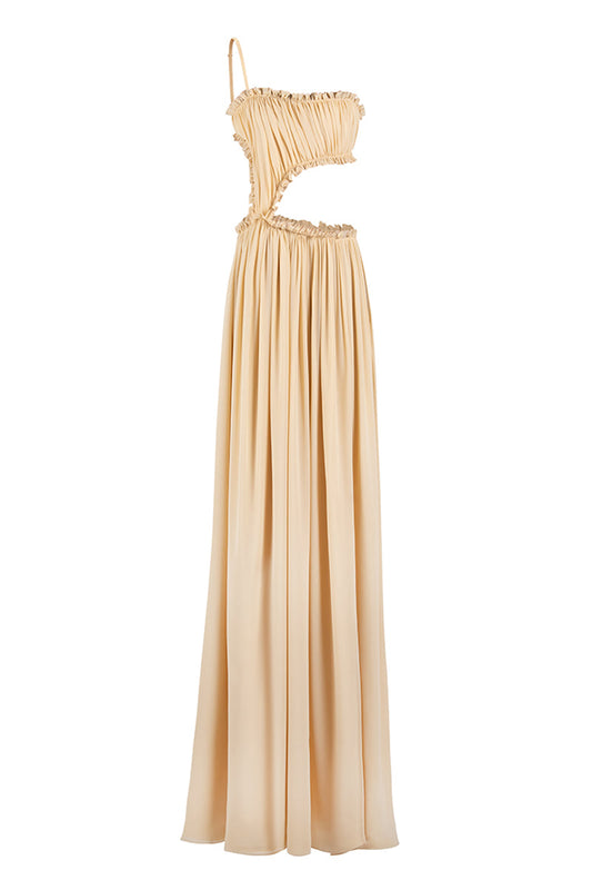 SELENE DRAPED BEIGE MAXI DRESS