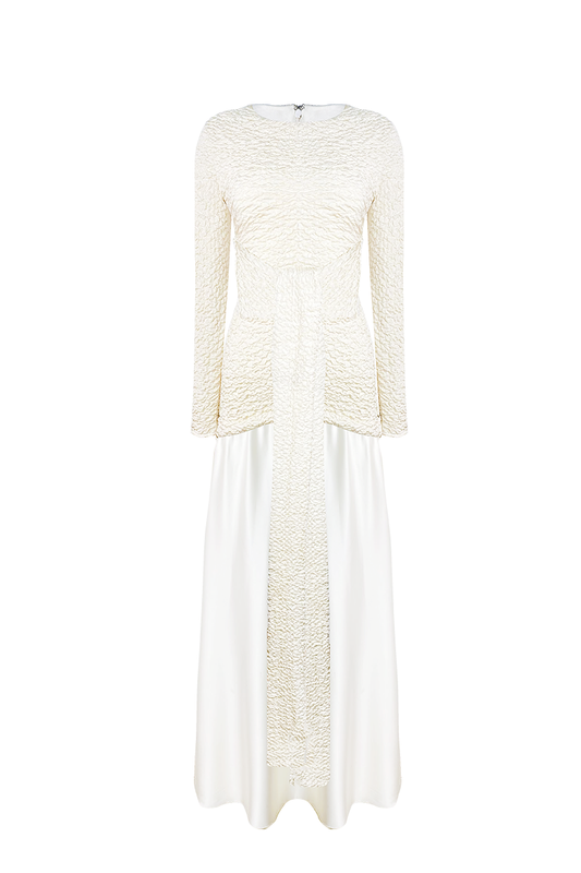 EL PEZ IVORY AND OFF WHITE LONG DRESS