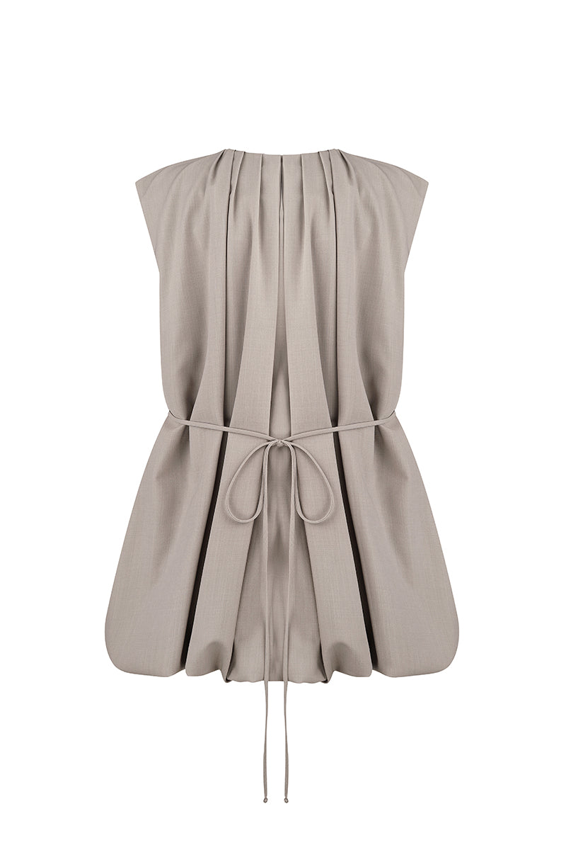 TAUPE VEST WITH ZIPPER AND BELT
