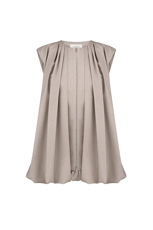 TAUPE VEST WITH ZIPPER AND BELT