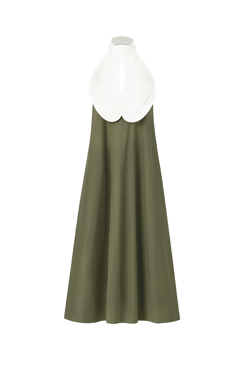 TULIP DRESS IN DUSKY GREEN