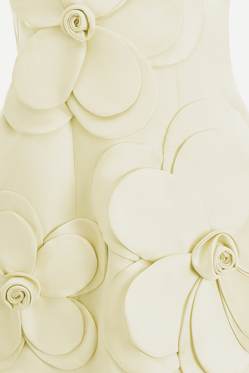 CULT MIA X HAPPY CLOTHING ANAHI FIT AND FLARE MINI DRESS IN LIGHT YELLOW