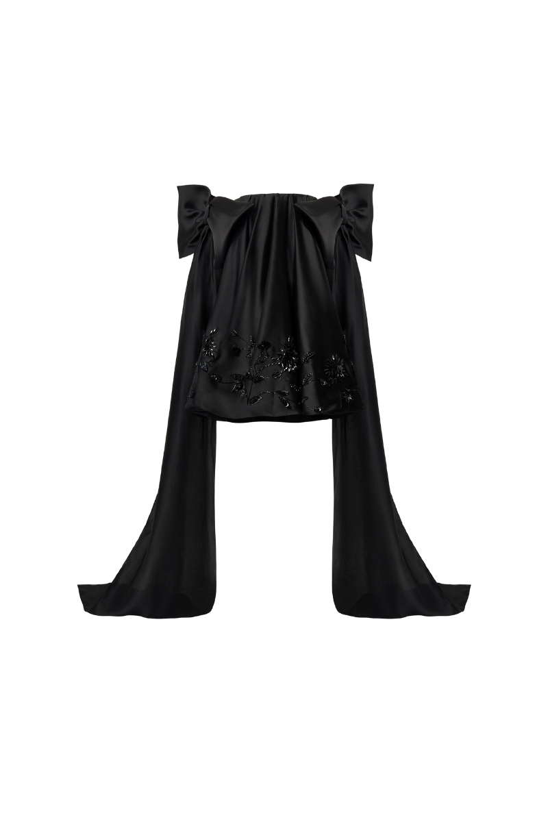 EMBELLISHMENT OFF-SHOULDER MESH MINI DRESS