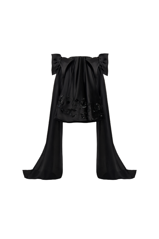 EMBELLISHMENT OFF-SHOULDER MESH MINI DRESS