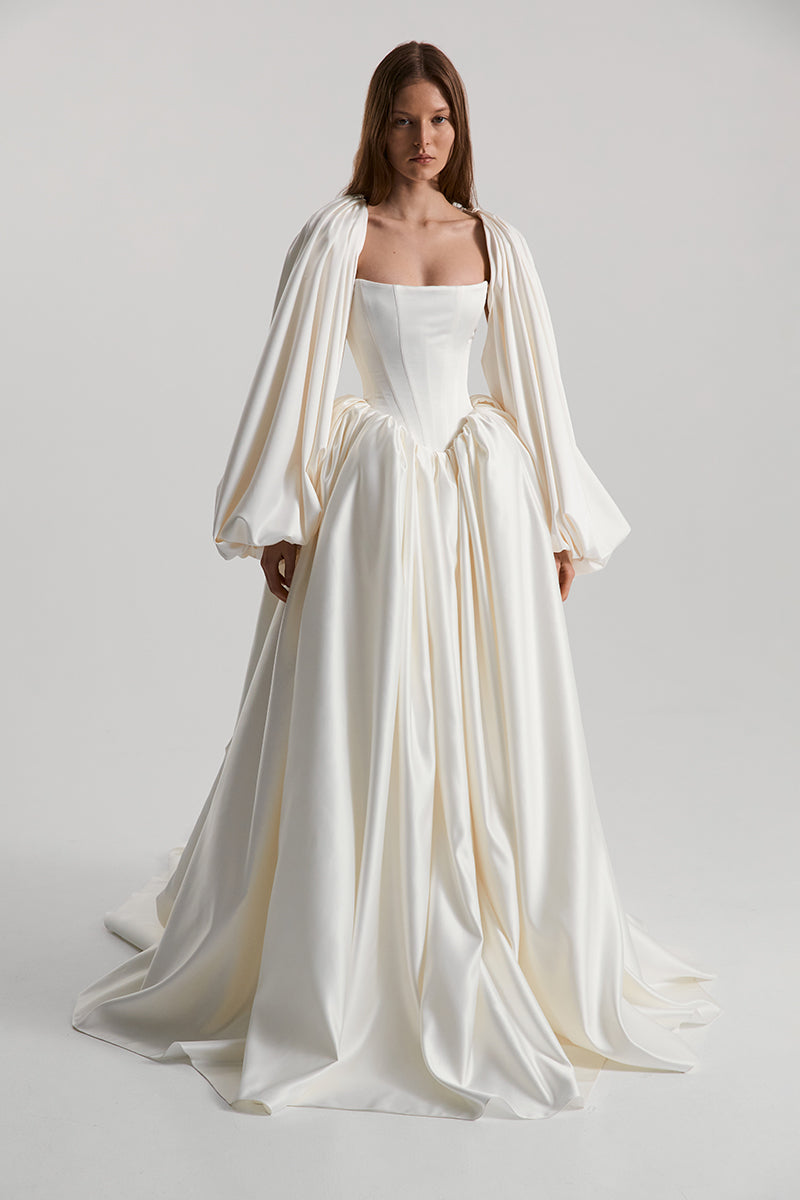 ETERNA DRESS SATIN IN OFF-WHITE