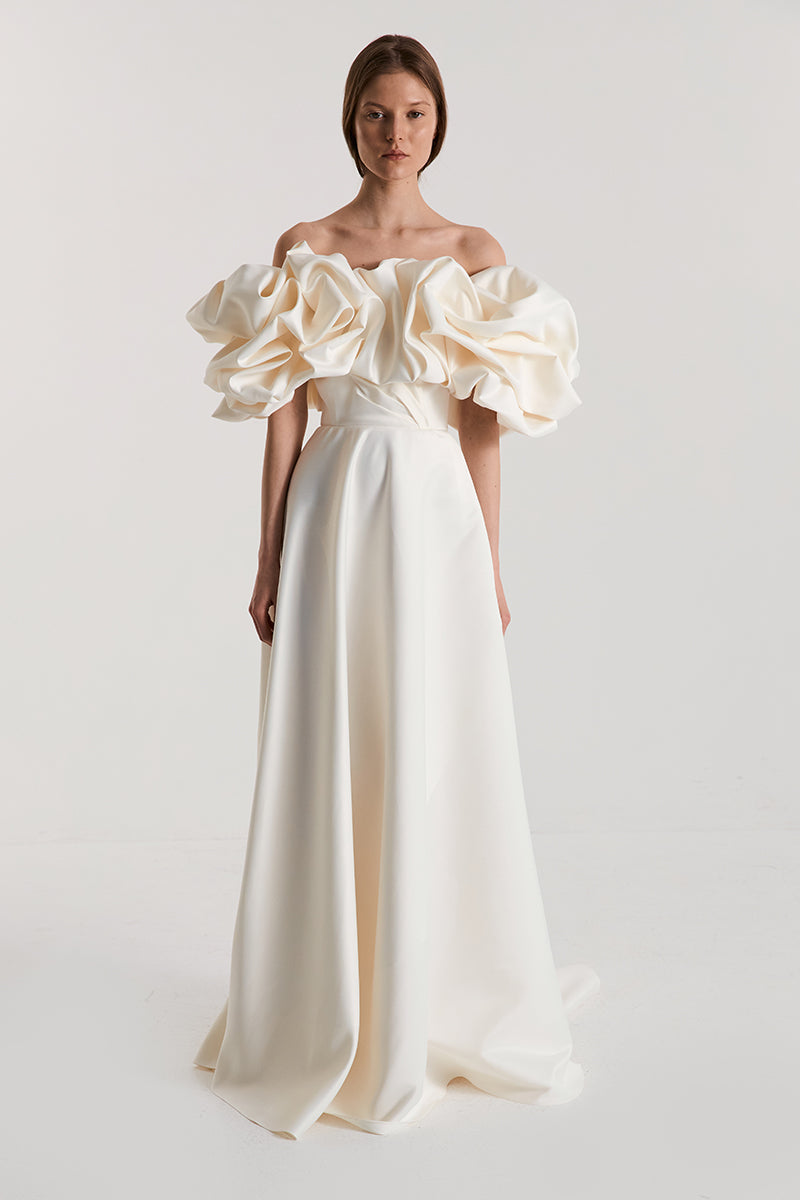 MERINGUE DRESS SILK IN OFF-WHITE