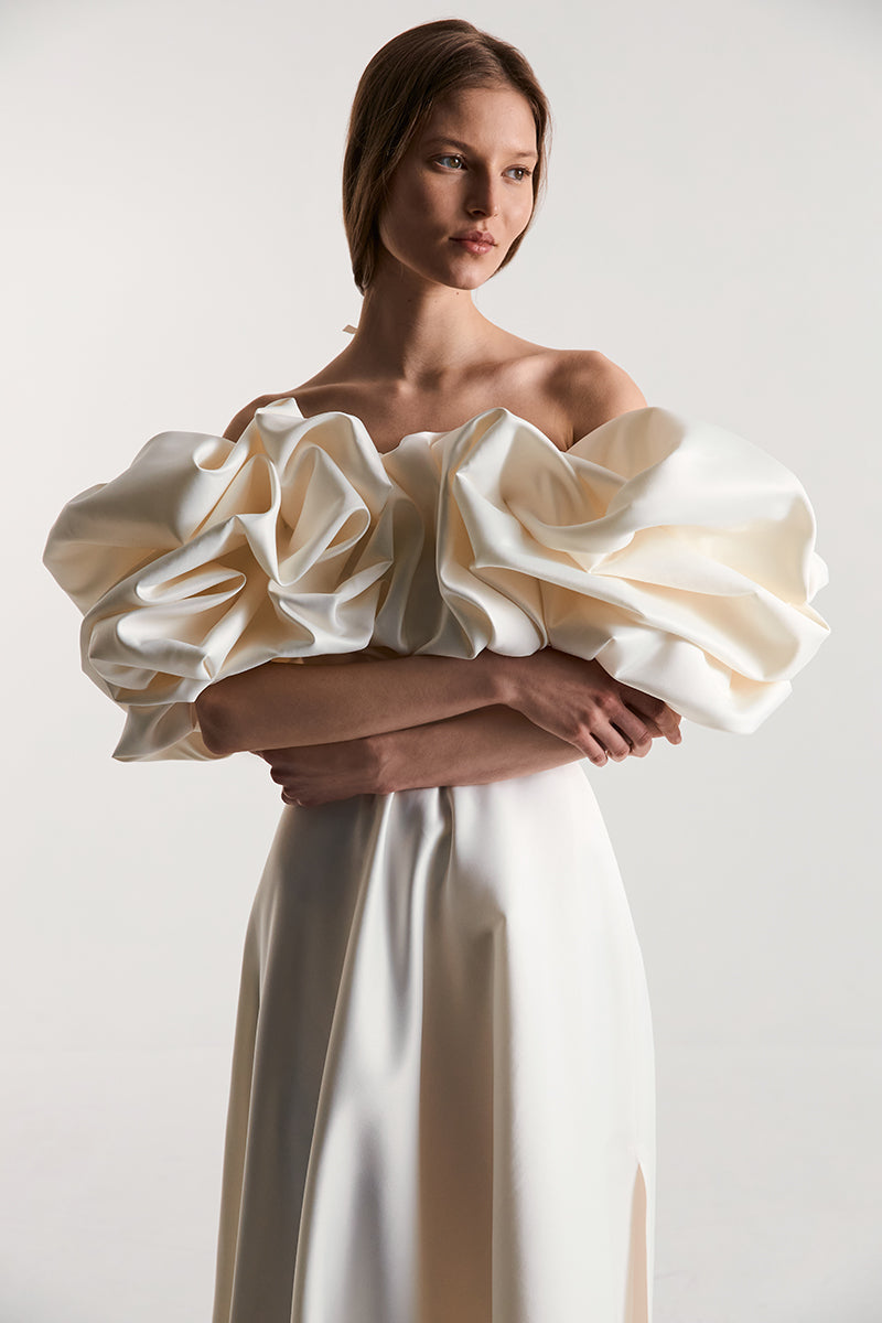 MERINGUE DRESS SILK IN OFF-WHITE