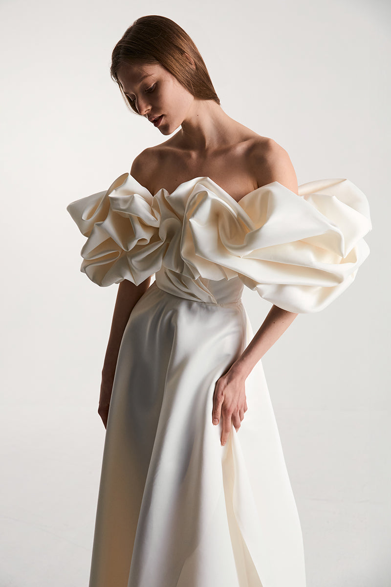 MERINGUE DRESS SILK IN OFF-WHITE