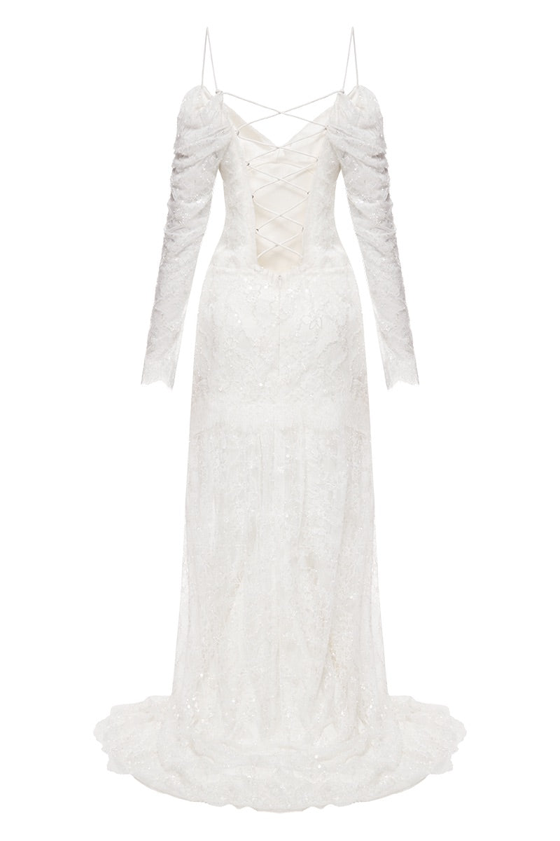 CELESTA DRESS SATIN IN WHITE