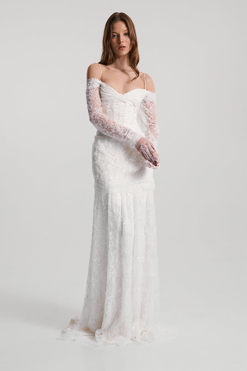 CELESTA DRESS SATIN IN WHITE