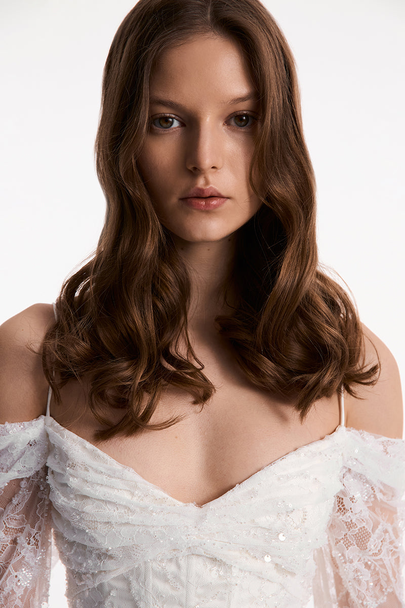 CELESTA DRESS SATIN IN WHITE