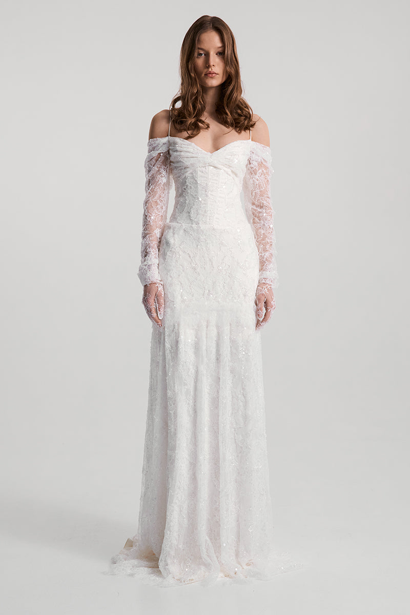 CELESTA DRESS SATIN IN WHITE