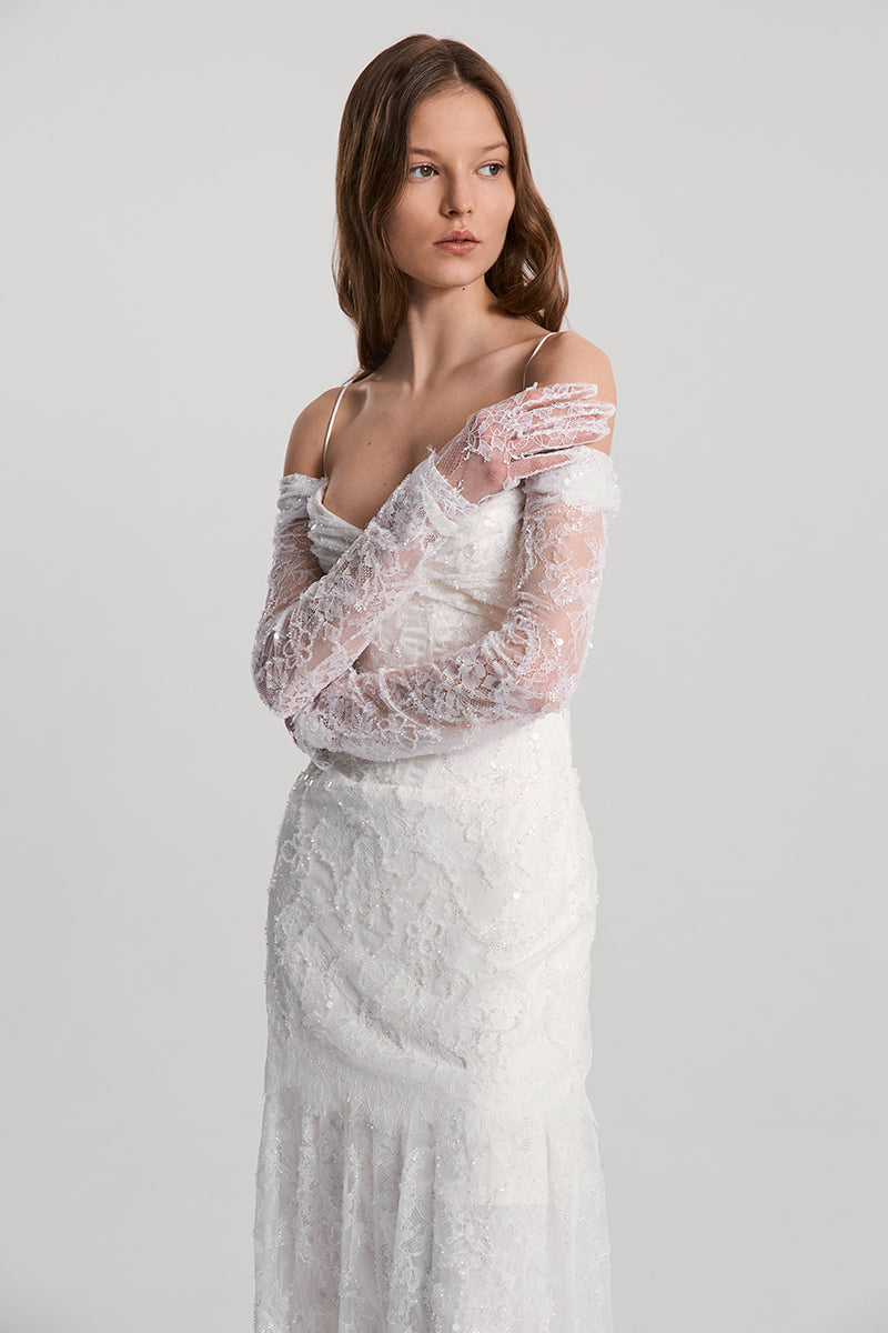 CELESTA DRESS SATIN IN WHITE