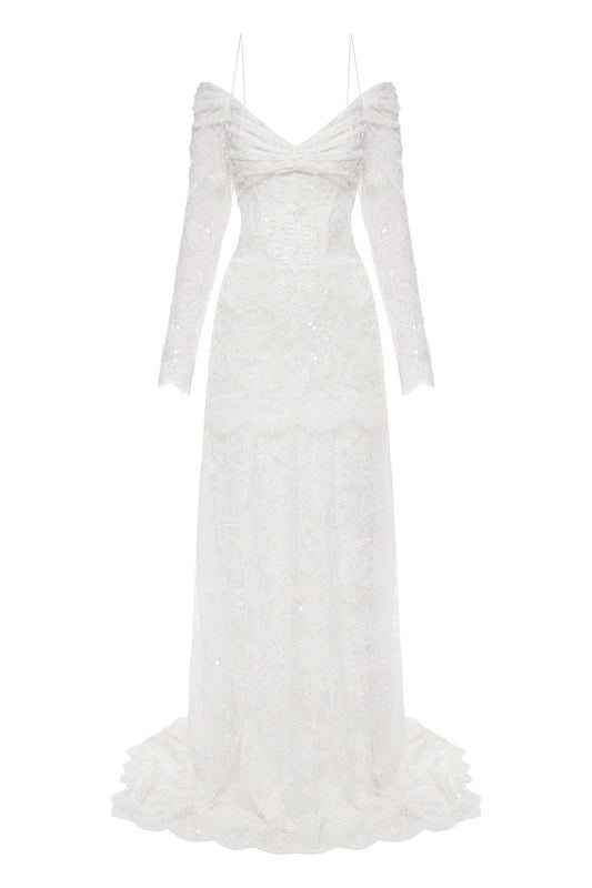 CELESTA DRESS SATIN IN WHITE