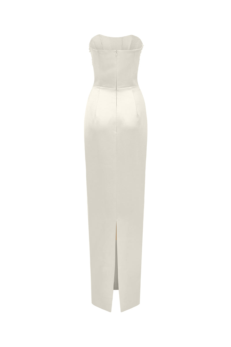 BUSTIER COLUMN GOWN IN IVORY