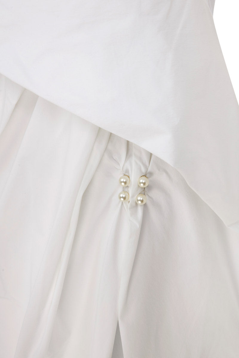 DRAPED MAXI DRESS WITH PEARL BUTTONS