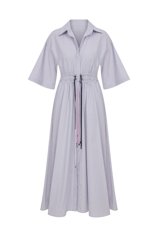 SHIRT DRESS WITH DRAWSTRINGS