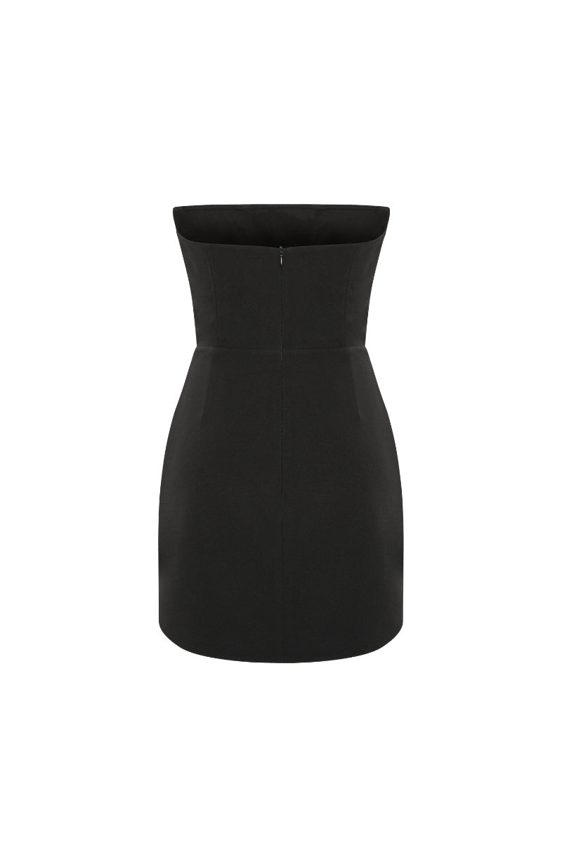 CORSET DETAILED STRAPLESS MINI DRESS IN BLACK