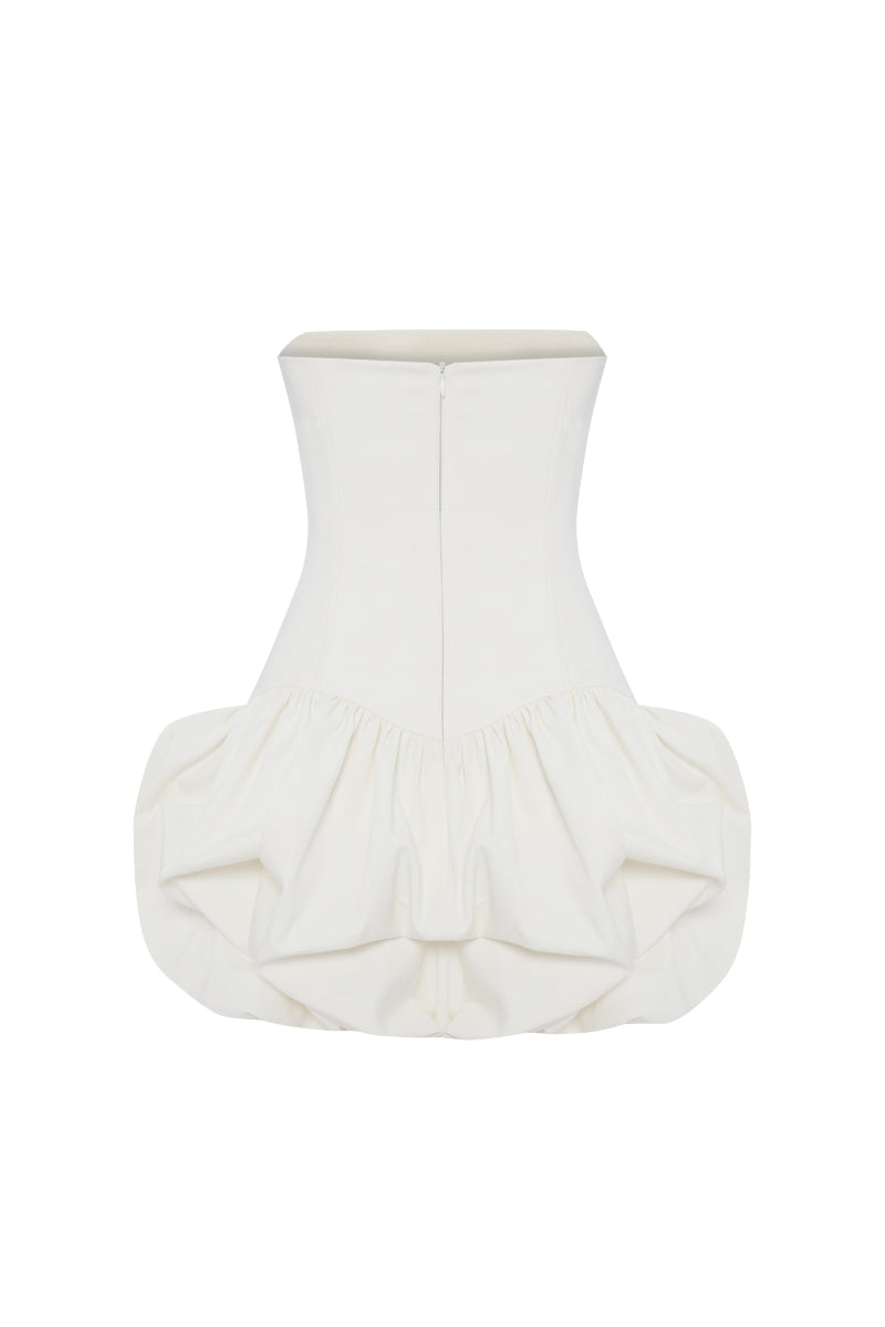 GABARDINE MINI DRESS IN OFF-WHITE
