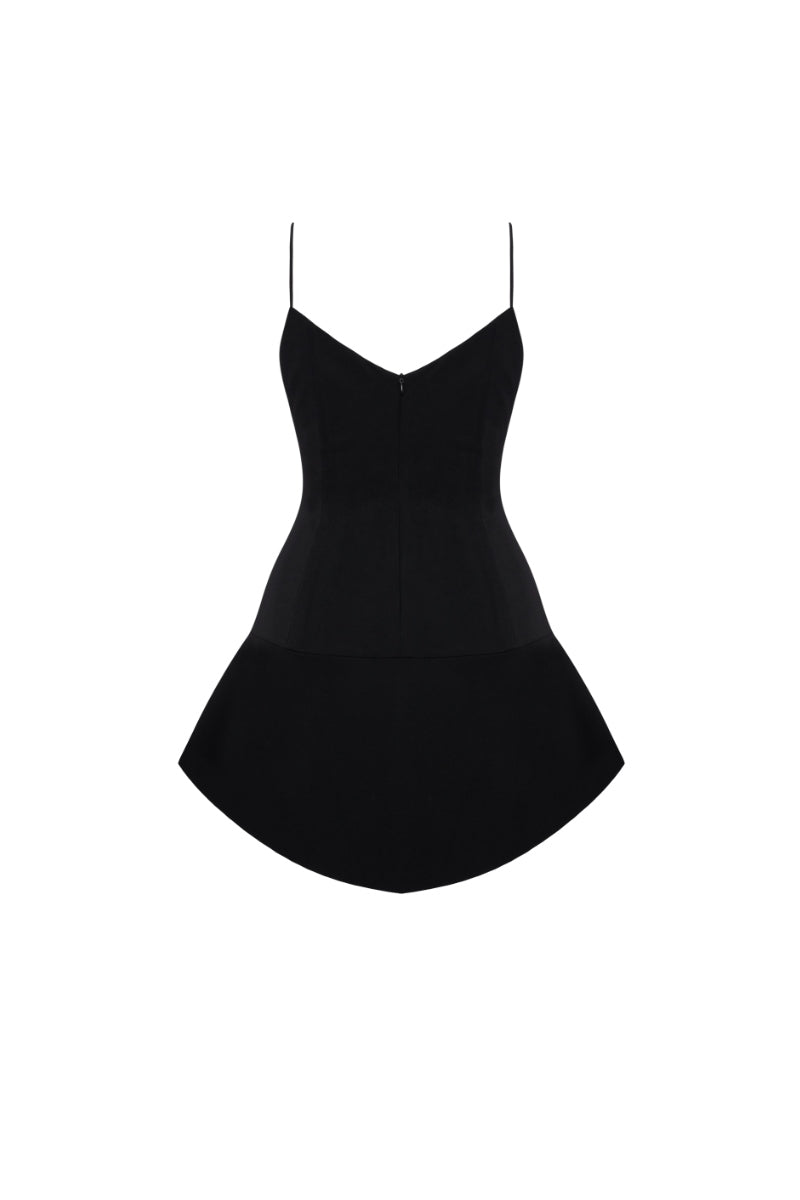 ROSE AND THORNS MINI DRESS IN BLACK