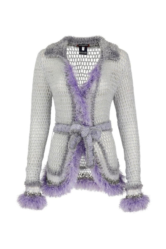 LAVENDER HANDMADE KNITTED CARDIGAN