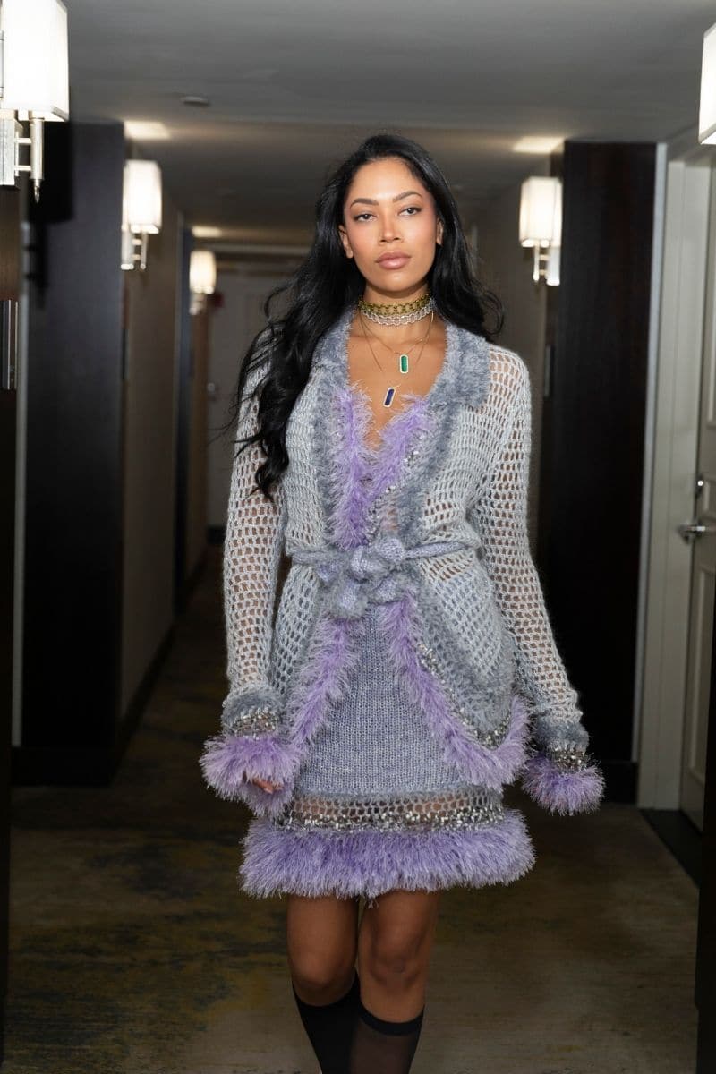 LAVENDER HANDMADE KNITTED CARDIGAN