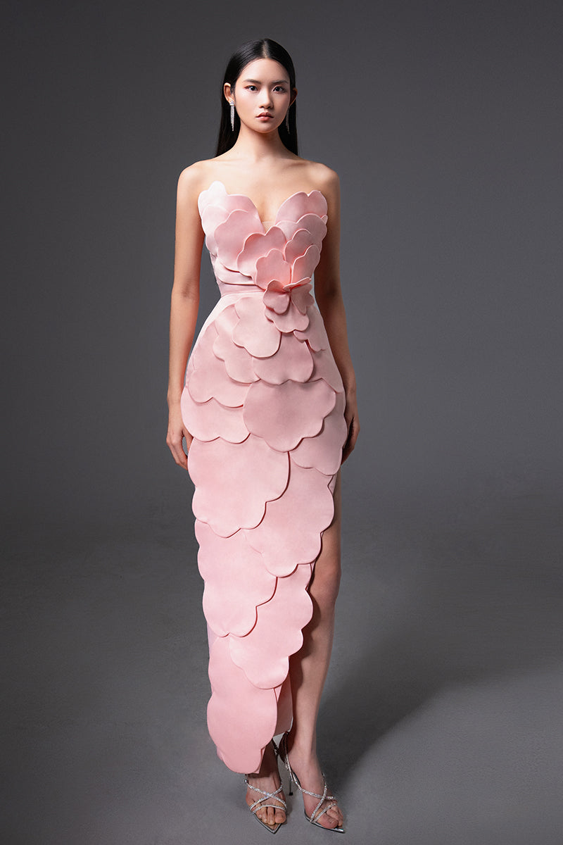 CULT MIA X HAPPY CLOTHING PEGGED SLEEVELESS TAFFETA MAXI DRESS IN PINK