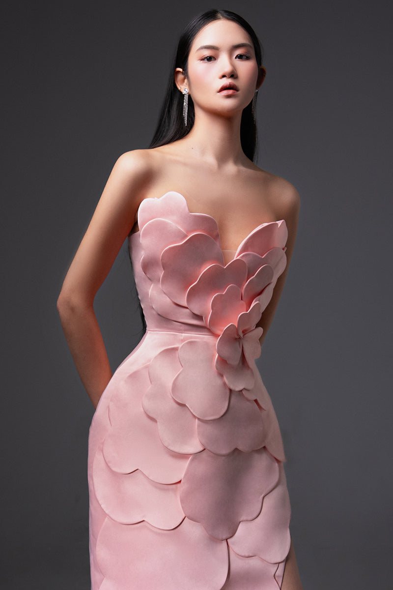 CULT MIA X HAPPY CLOTHING PEGGED SLEEVELESS TAFFETA MAXI DRESS IN PINK