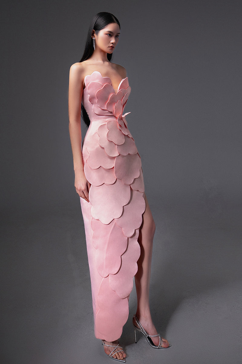 CULT MIA X HAPPY CLOTHING PEGGED SLEEVELESS TAFFETA MAXI DRESS IN PINK