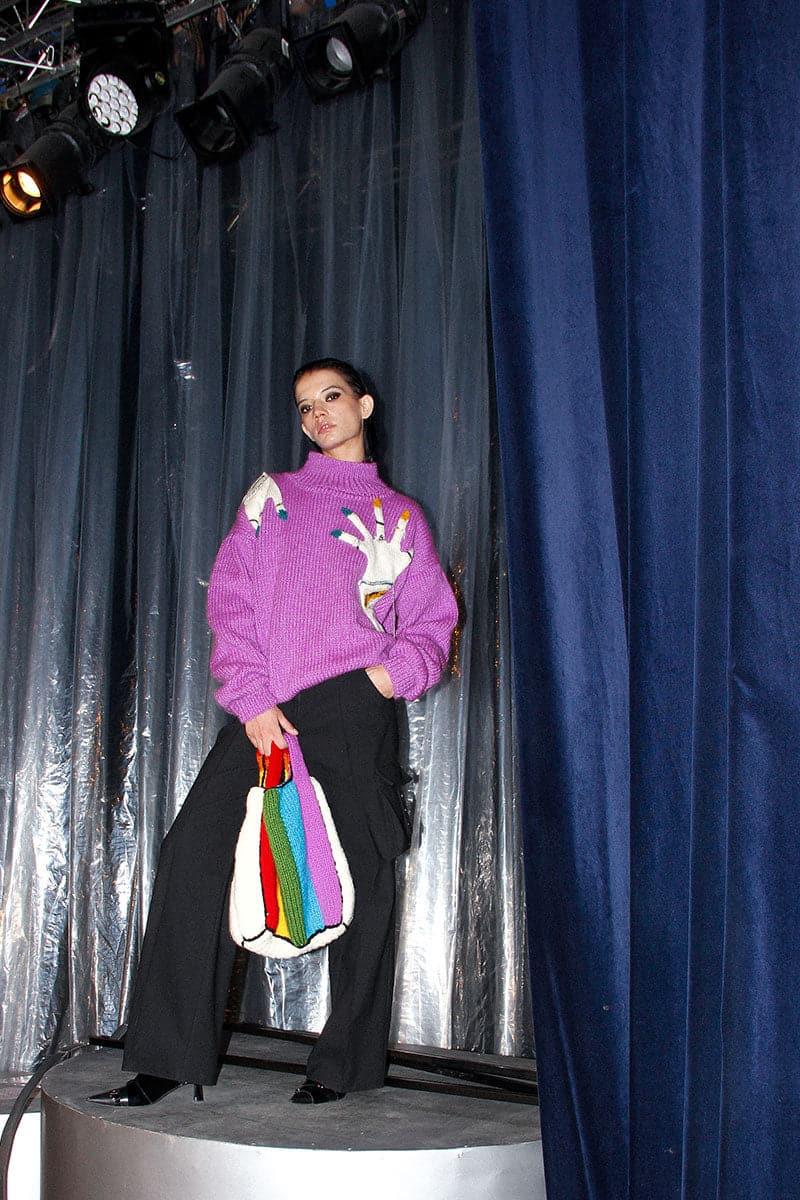 HAND-KNIT TURTLENECK PURPLE SWEATER
