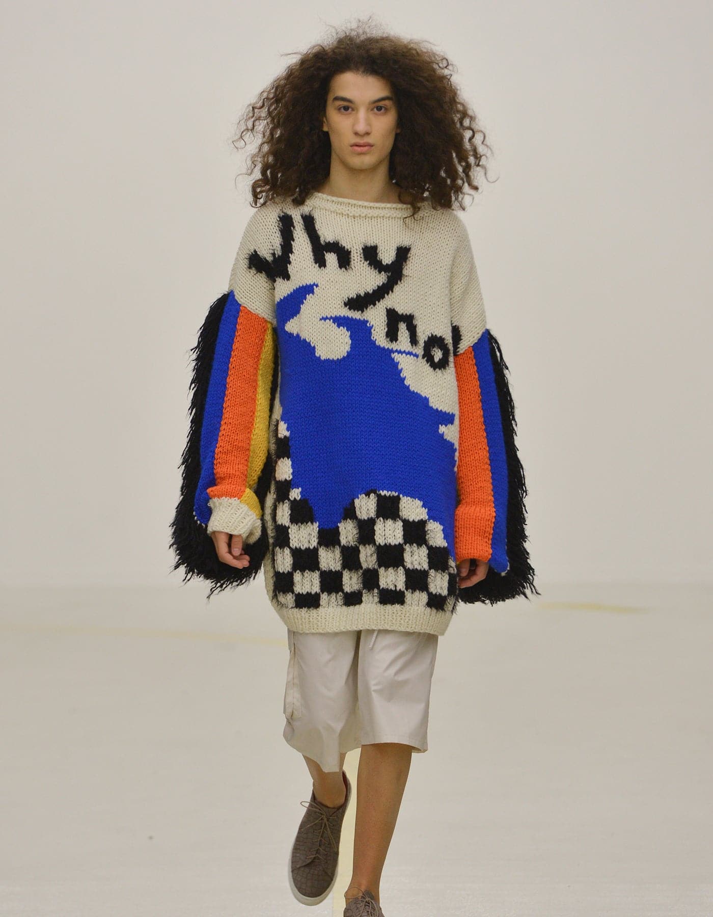 HAND-KNIT WOOL BLEND EMBROIDERED SWEATER