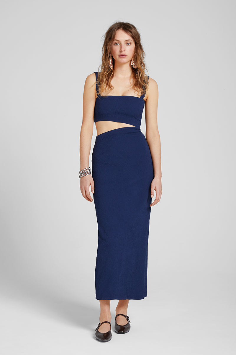 CUT-OUT NAVY DRESS
