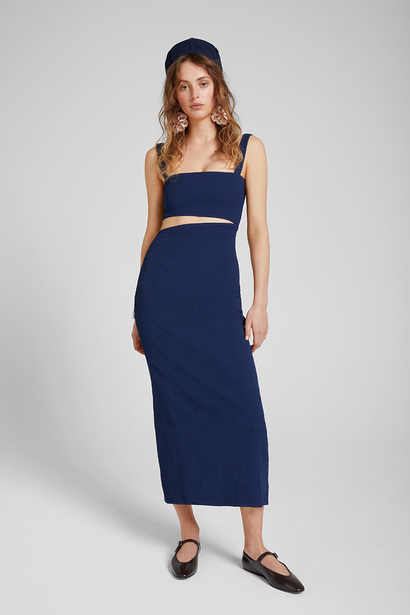 CUT-OUT NAVY DRESS