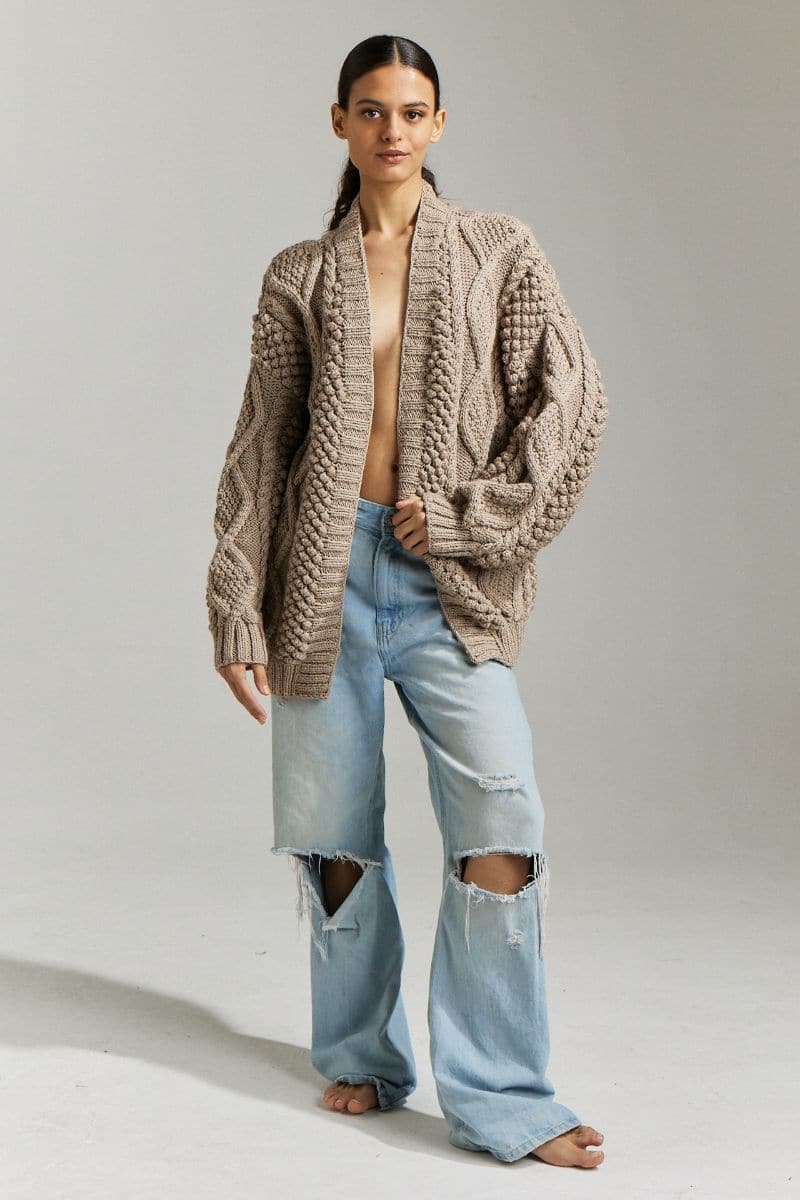 DIDI POPCORN STITCH OVERSIZED CARDIGAN